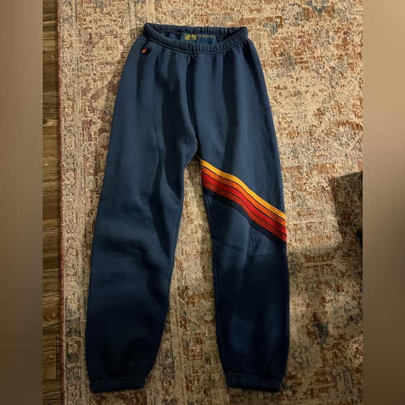 Aviator Nation Pants - Aviator Nation Navy Track Joggers with Orange & Red Stripe